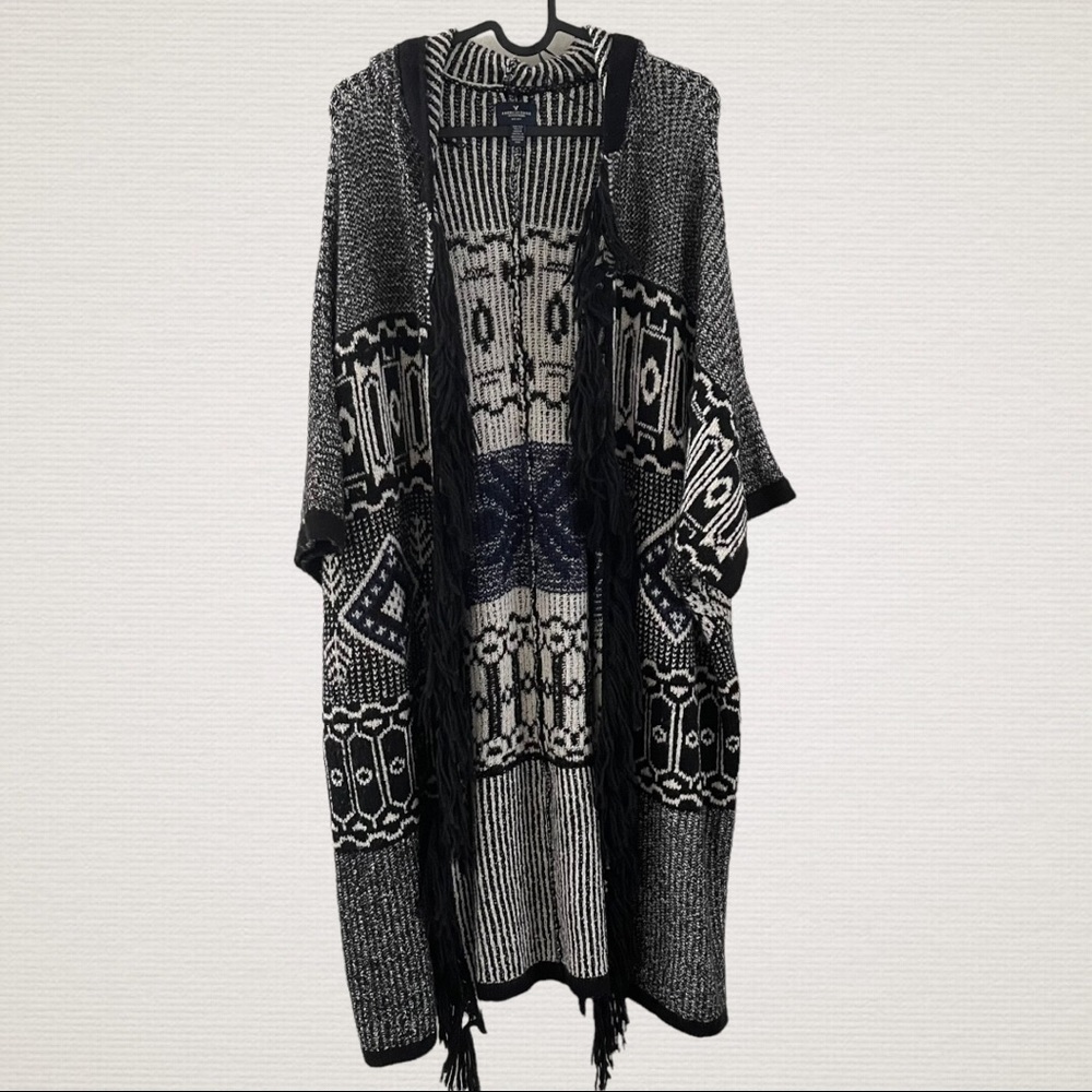 American Eagle Outfitters AEO | Hooded Duster Kimono Open Front Cardigan O/S